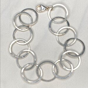 Solid Silver Circle Link‎ Handmade Bracelet 8.5"